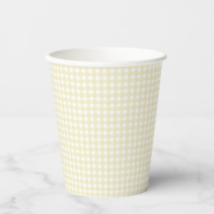 Faye en Lauren Pastel Yellow Gingham Papieren Bekers