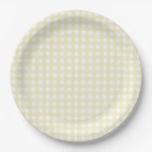 Faye en Lauren Pastel Yellow Gingham Papieren Bordje (Voorkant)