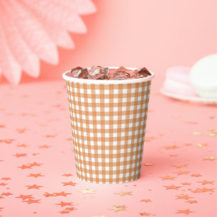 Faye en Lauren Sinaasappel Gingham Papieren Bekers