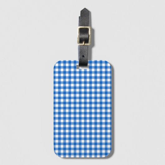 Faye en Lauren Sky Blue Gingham Bagagelabel (Voorkant (verticaal))