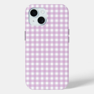 Faye en Lauren Soft Paarse Gingham iPhone 15 Case