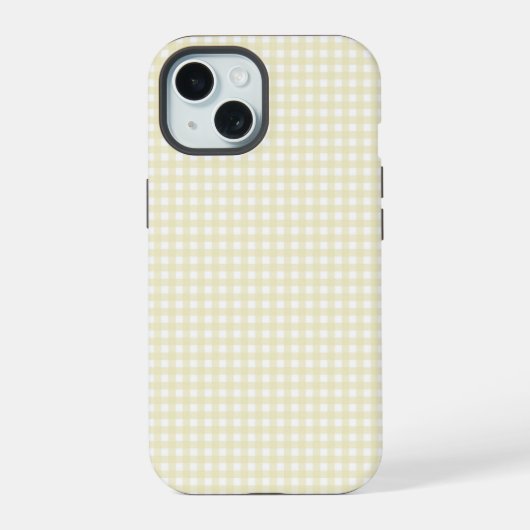 Faye en Lauren Zachte Gele Gingham iPhone 15 Case (Achterkant)