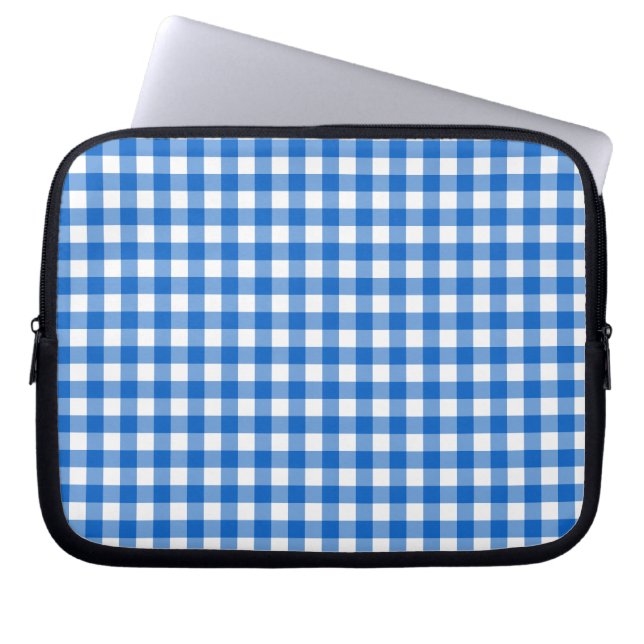 Faye & Lauren Blue Gingham Laptop Sleeve (Voorkant)