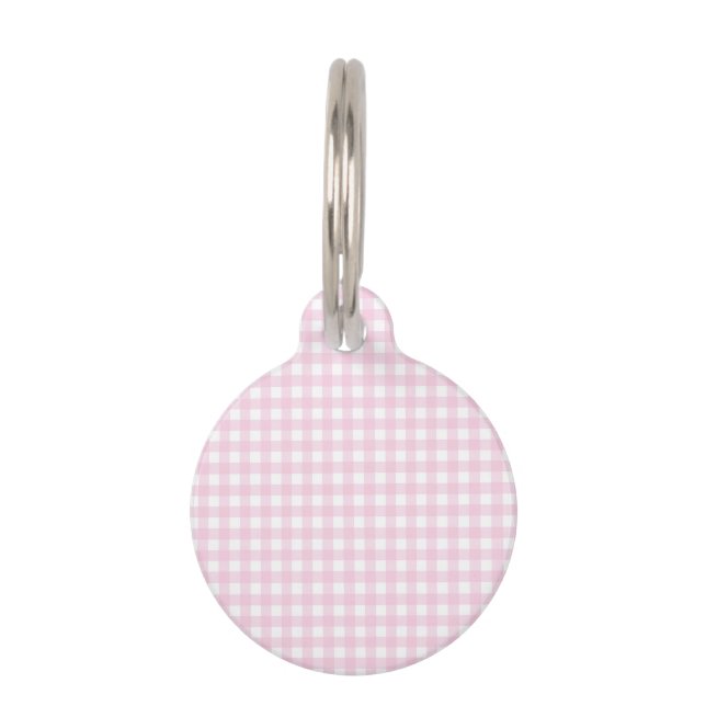 Faye & Lauren Pink Gingham Huisdierpenning (Voorkant)