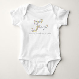 Faye-naam betekent meisjes decoratieve letter F Romper