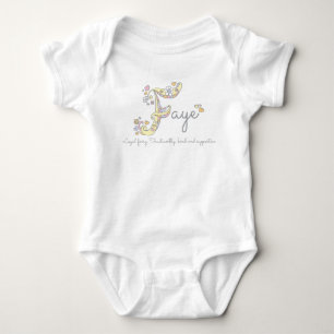 Faye-naam betekent meisjes decoratieve letter F Romper