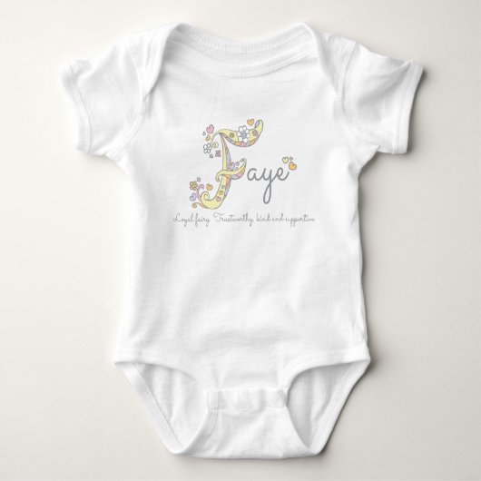 Faye-naam betekent meisjes decoratieve letter F Romper (Voorkant)