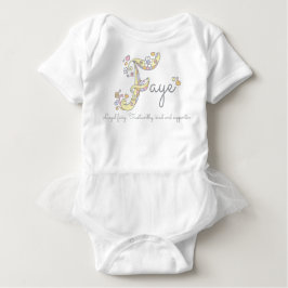 Faye-naam betekent meisjes decoratieve letter F Romper