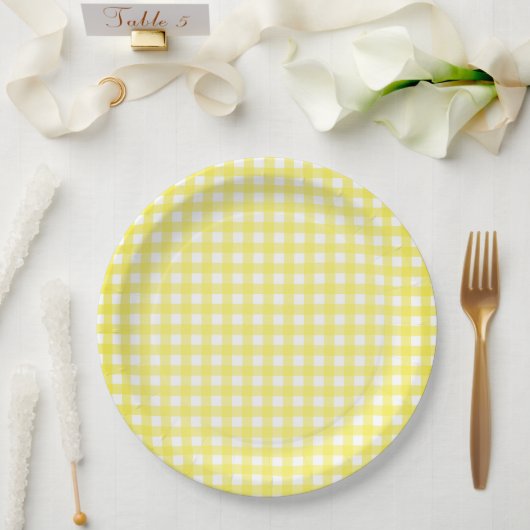 Faye Yellow Gingham Paper Bord (Huwelijk)