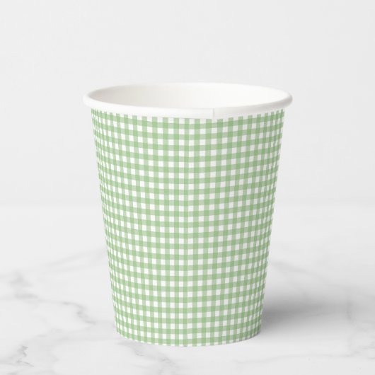 Fayeand Lauren Classic Green Gingham Paper Cups Papieren Bekers (Rechts)
