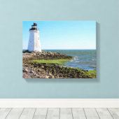 Fayerweather Island Lighthouse, Connecticut Canvas Afdruk (Insitu (Houten vloer))