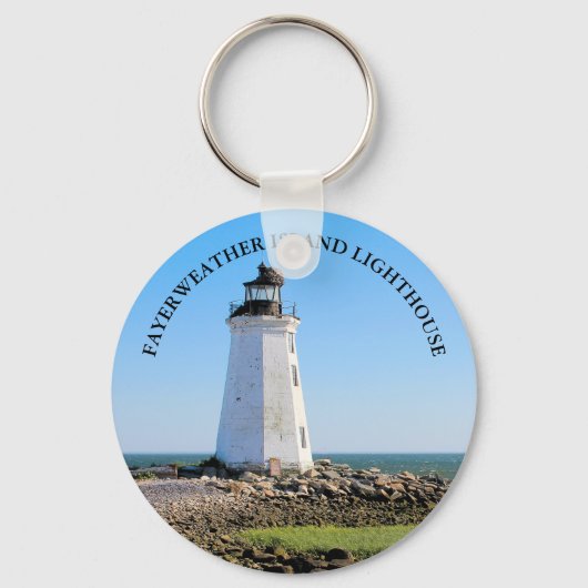Fayerweather Island Lighthouse Connecticut Keyring Sleutelhanger (Voorkant)