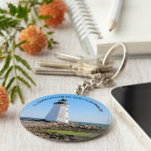 Fayerweather Island Lighthouse Connecticut Keyring Sleutelhanger (Zijkant)