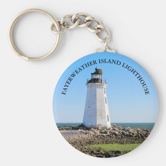 Fayerweather Island Lighthouse Connecticut Keyring Sleutelhanger (Voorkant)