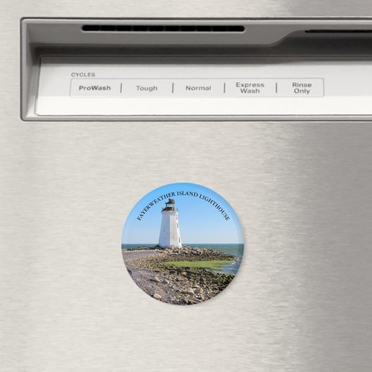 Fayerweather Island Lighthouse CT Round Magnet (Insitu (Vaatwasser))