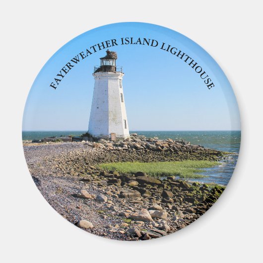 Fayerweather Island Lighthouse CT Round Magnet (Voorkant)
