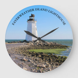 Fayerweather Island Lighthouse CT Round Wall Clock Grote Klok