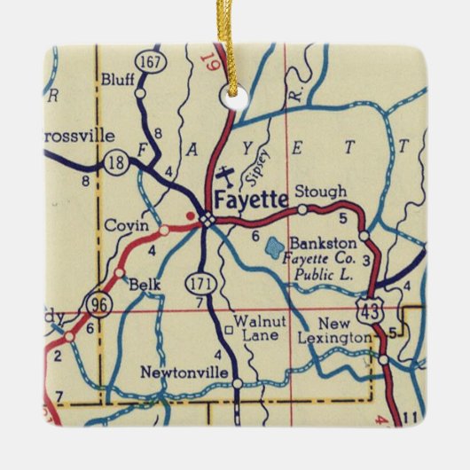 Fayette AL  Map Keramisch Ornament (Voorkant)