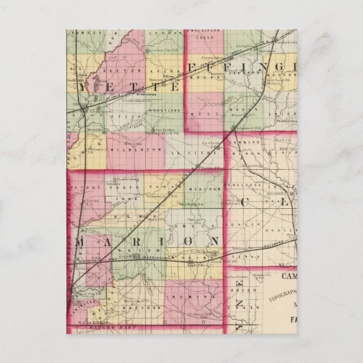 Fayette, Effingham, Marion, graafschappen Briefkaart (Voorkant)