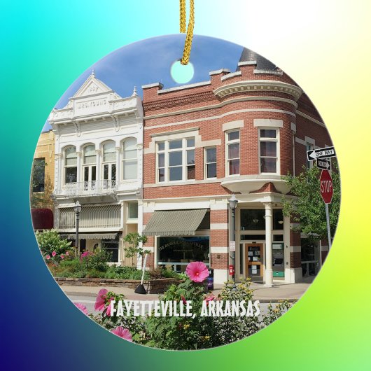 Fayetteville, Arkansas centrum plein foto Keramisch Ornament