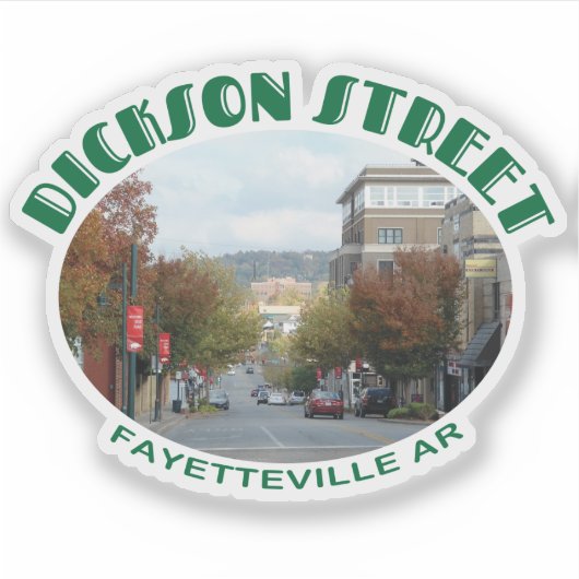 Fayetteville Arkansas Dickson Street met foto Sticker (Voorkant)