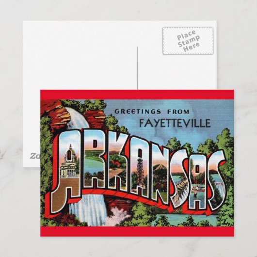 Fayetteville Arkansas Vintage Travel Briefkaart (Voorkant / Achterkant)