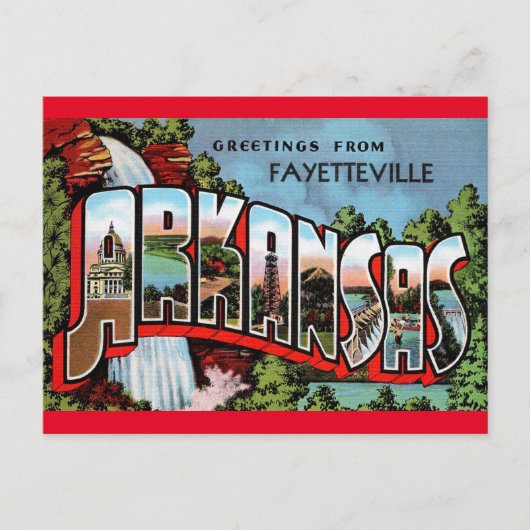 Fayetteville Arkansas Vintage Travel Briefkaart (Voorkant)