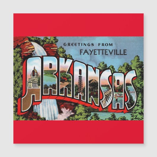 Fayetteville Arkansas Vintage Travel Magnetic Card (Voorkant)