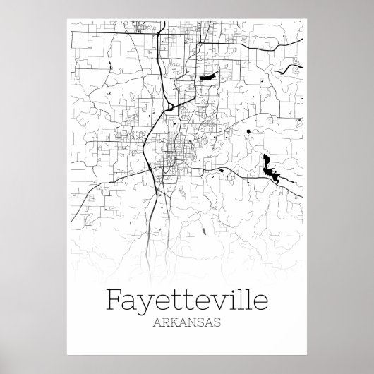 Fayetteville Map - Arkansas - City Map Poster (Voorkant)