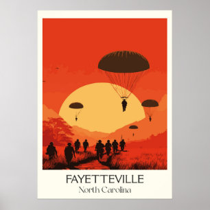 Fayetteville NC  Parachute Jump Sunset Art Poster