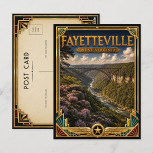 Fayetteville West Virginia Vintage Art Deco Goud Briefkaart