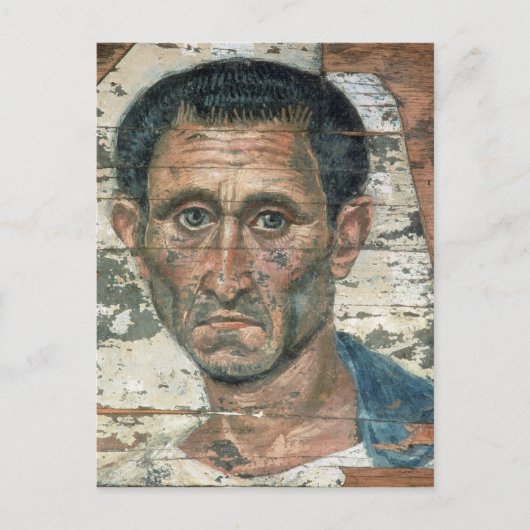 Fayum portret van een man in een blauwe mantel, briefkaart (Voorkant)