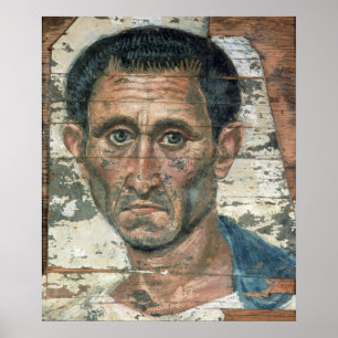 Fayum portret van een man in een blauwe mantel, poster