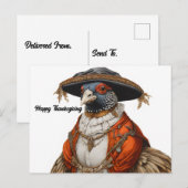 Fazant draagt pelgrimskleding briefkaart (Voorkant / Achterkant)
