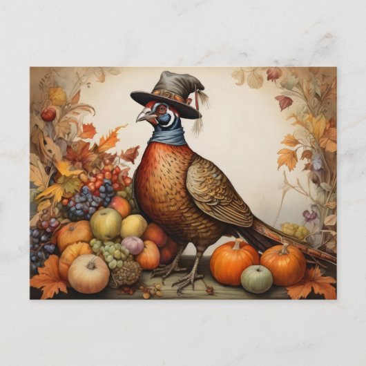 Fazant dragen bij Thanksgiving Briefkaart (Voorkant)