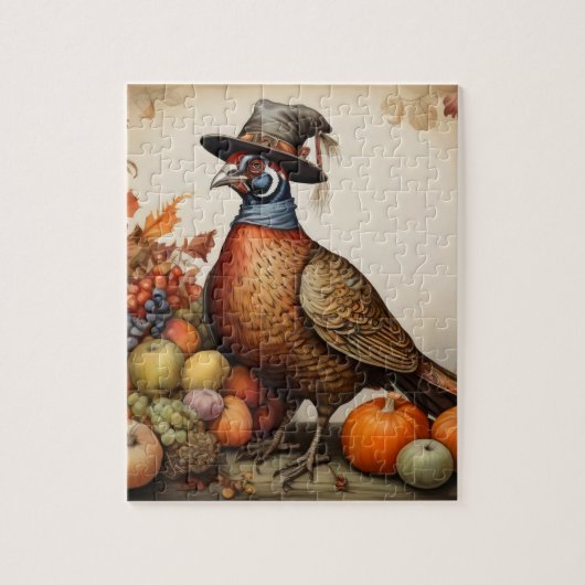 Fazant dragen bij Thanksgiving Legpuzzel (Verticaal)