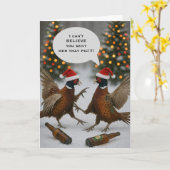 Fazant grappige kerstkaart kaart (Gele Bloem)
