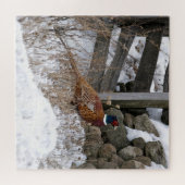 Fazant in de Sneeuw Legpuzzel (Horizontaal)