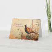  fazant in de weide Thanksgiving Feestdagen Kaart (Voorkant)