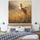 Fazant in gouden vlucht canvas afdruk (Insitu (Slaapkamer))