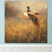 Fazant in gouden vlucht canvas afdruk (Insitu (Houten vloer))