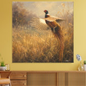 Fazant in gouden vlucht canvas afdruk (Insitu (Woonkamer))