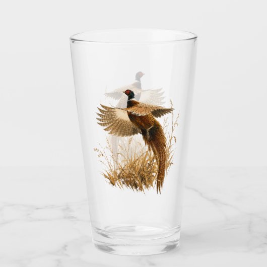 Fazant in gouden vlucht glas (Voorkant)