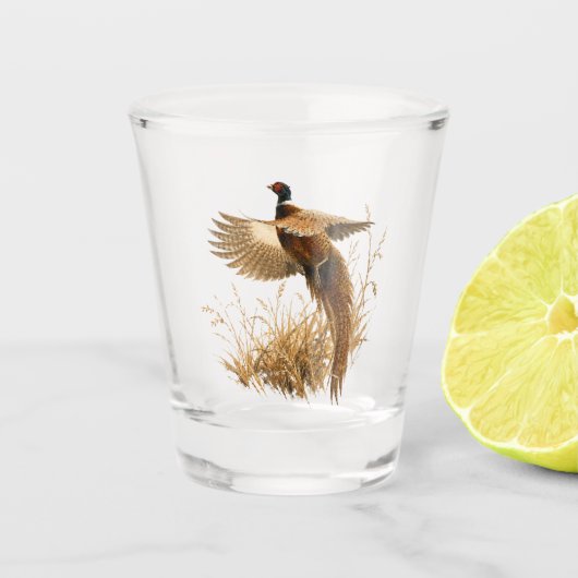 Fazant in gouden vlucht shot glas (Voorkant)