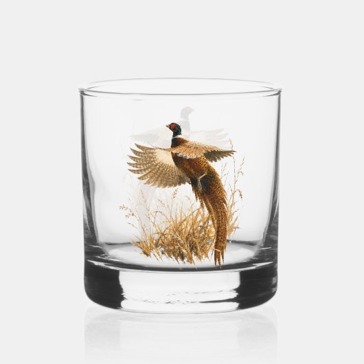 Fazant in gouden vlucht whisky glas (Voorkant)
