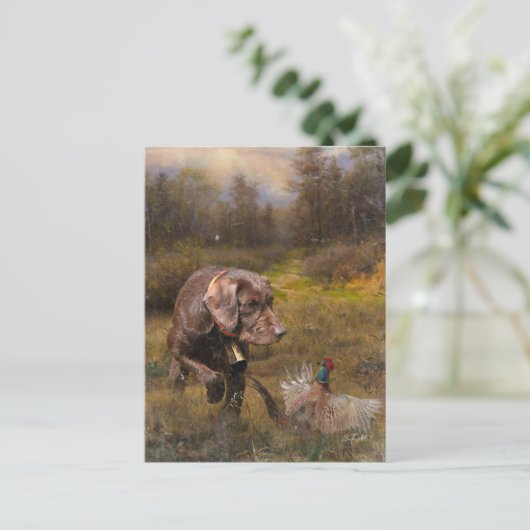 Fazant jacht met een Pudelpointers Briefkaart (Staand voorkant)