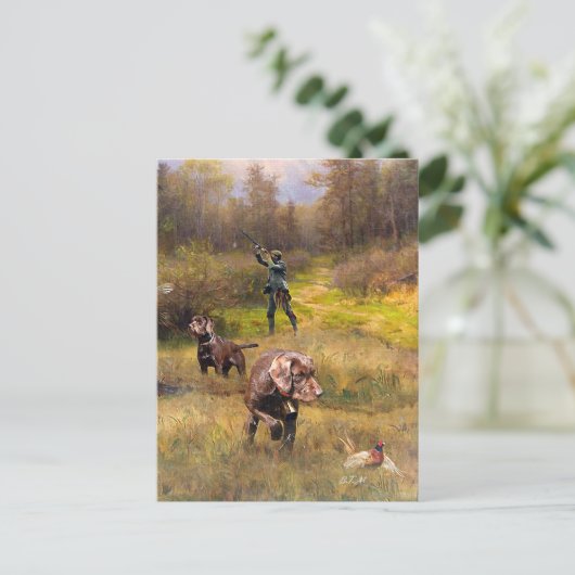 Fazant jacht met een Pudelpointers Briefkaart (Staand voorkant)