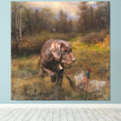 Fazant jacht met een Pudelpointers Canvas Afdruk (Insitu (Houten vloer))