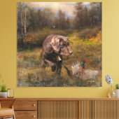 Fazant jacht met een Pudelpointers Canvas Afdruk (Insitu (Woonkamer))