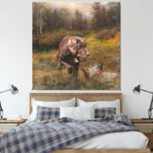 Fazant jacht met een Pudelpointers Canvas Afdruk (Insitu (Slaapkamer))